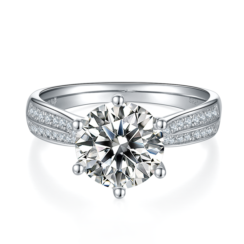 星光皇后S925银镀白金MoissaniteWomen's Ring3.0ctD级